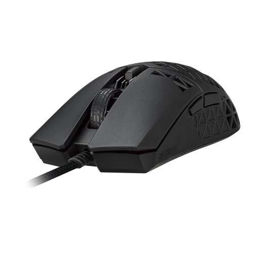 Asus TUF Gaming M4 Air wired optical gaming mouse, black, angled view