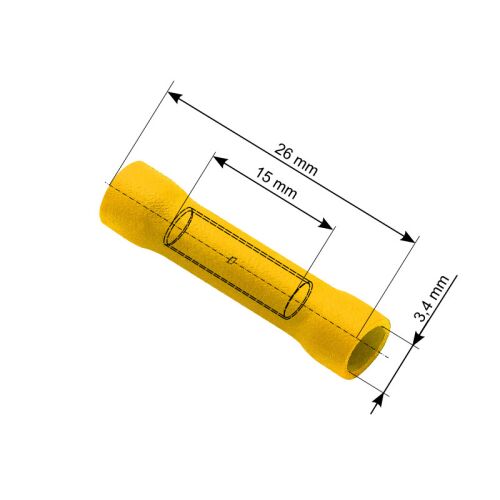 43-027 Sárga szigetelt kábelsaru csatlakozó 4,3/26 mm méretekkel - Kábelsaru