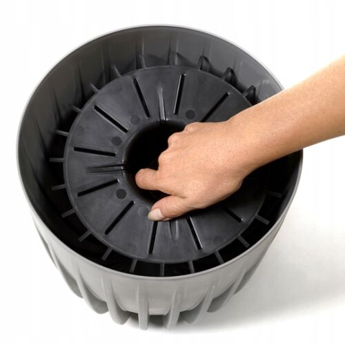 Mira Eco fa műanyag virágcserép betéttel, 14,5 cm, szürke 167044823 - Kaspó