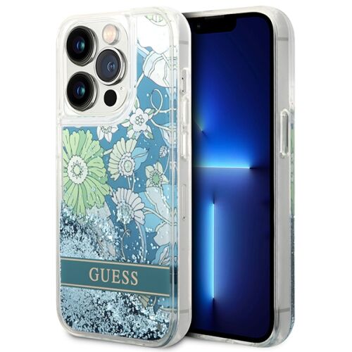 Guess iPhone 14 Pro Max virágos csillámos tok, oldalnézet - Sport telefontok