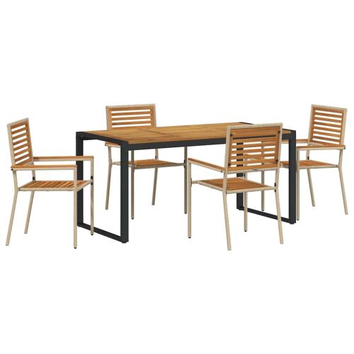 vidaXL Kert étkező szett 5 pcs Beige és barna polirattan 153598554 - Kerti étkezőgarnitúra