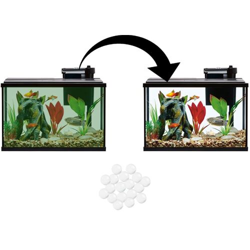 Evolution Aqua PURE Akvárium víztisztító előtte és utána baktériumgolyókkal - Akvárium vízkezelő szer