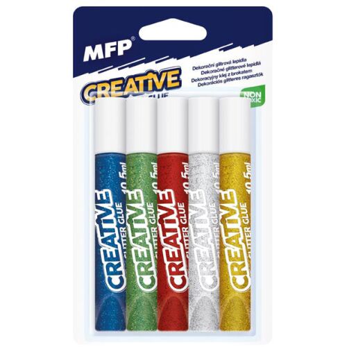 MFP Creative csillámos ragasztó készlet, 5 különböző színben, 10,5 ml, kézműveskedéshez és dekorációkhoz - Dekor glitter és flitter