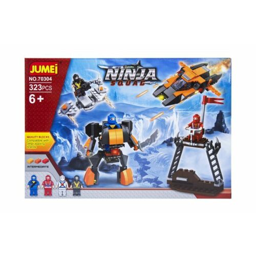 Jumei Ninja Squad építőkocka készlet, ninja harcosokkal, járművekkel és robotokkal. 323 darab. - Kreatív és építő játék