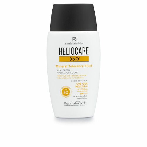Cantabria Labs Heliocare 360 Mineral Tolerance Fluid SPF 50 naptej érzékeny bőrre. - Fényvédő krém és naptej