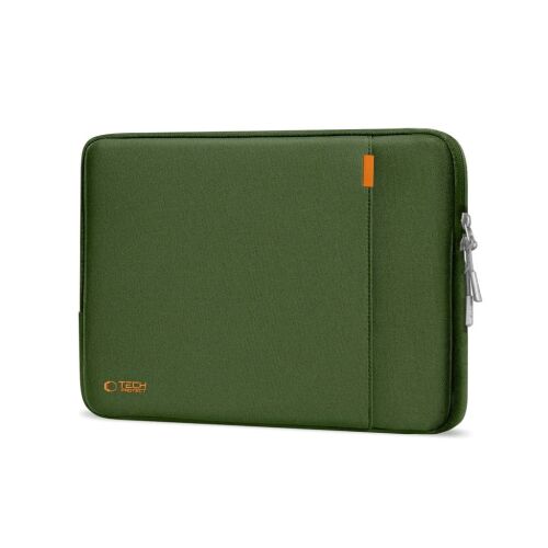 Tech-Protect Defender 13-14 hüvelykes olívazöld laptop tok, ferde nézet - Tech-Protect