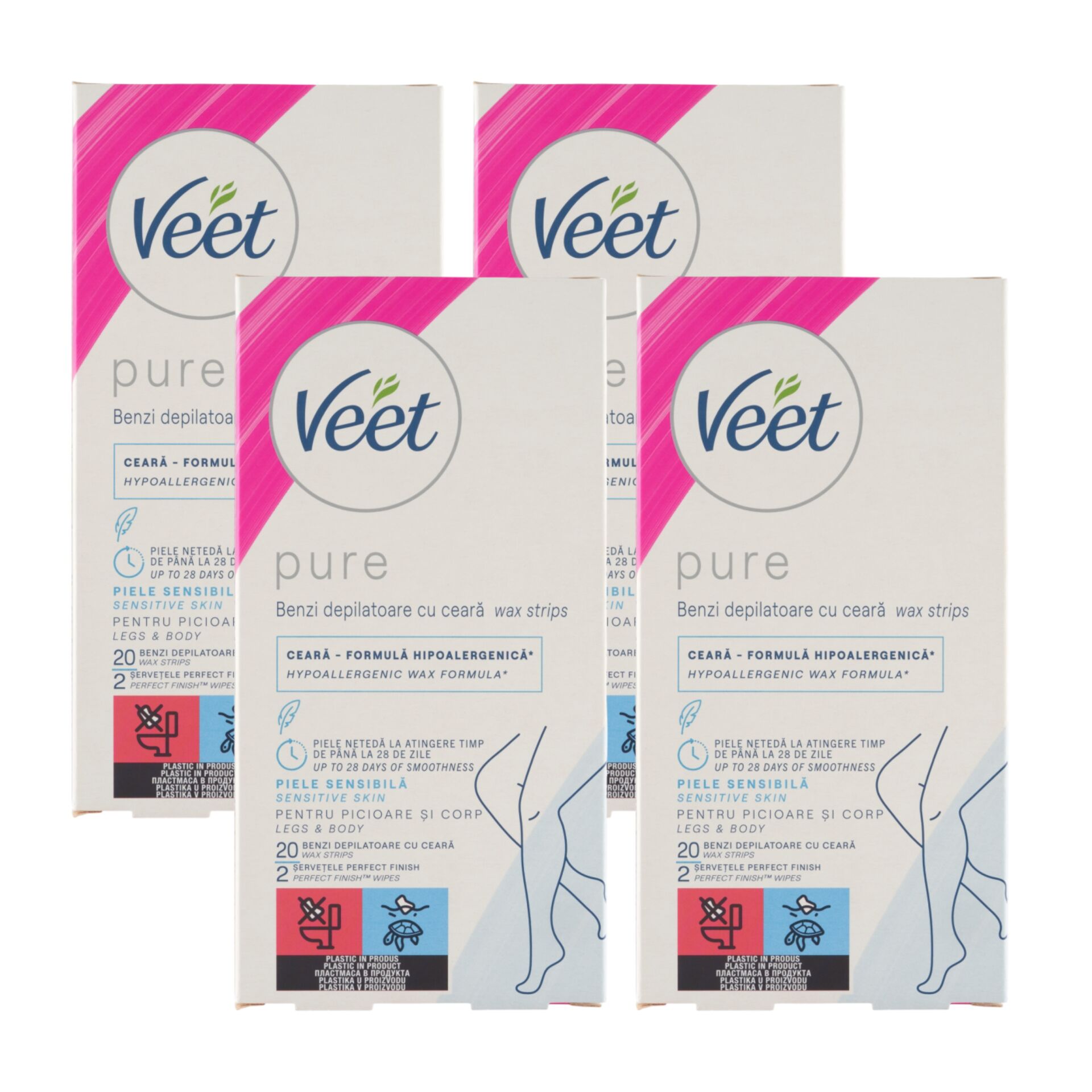 E-shop Veet Pure depilačné pásiky so studeným voskom pre citlivú pokožku 4x20ks