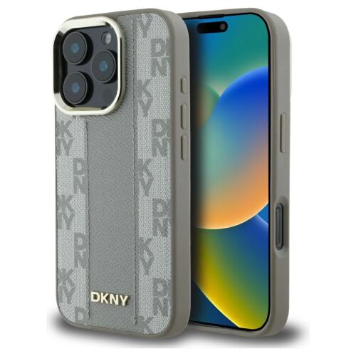 DKNY Checkered Pattern Magsafe tok iPhone 16 Pro készülékhez bézs 153624522 - DKNY
