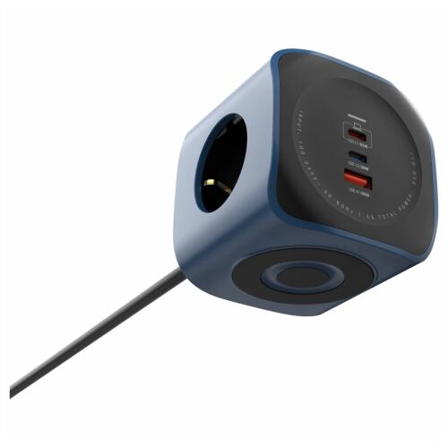 Cellline 6 az 1-ben kék dugólapkocka USB és USB-C portokkal - Beline