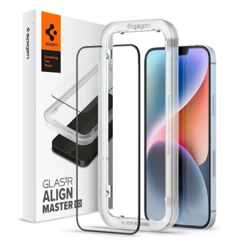 SPIGEN ALM GLASS FC kijelzővédő iPhone 13 / 13 Pro / 14 / 16e/17e készülékhez fekete 153647844 - Kijelzővédő fólia