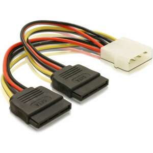 DeLOCK SATA кабел за захранване, 2x SATA към 4-пинов Molex, 11,2 cm - Delock