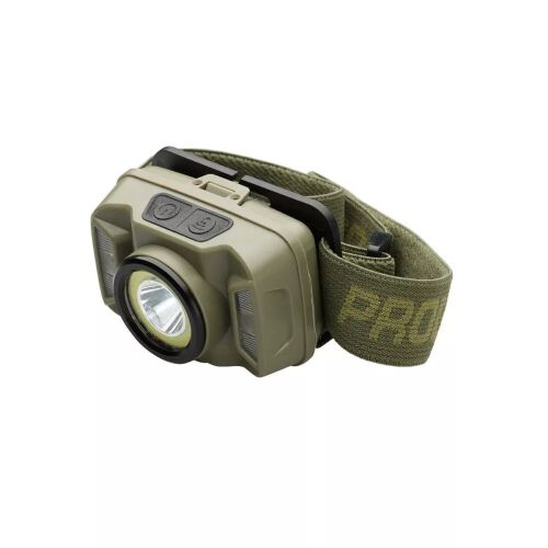 Prologic Inspire 5W 500 Lumens fejlámpa, olíva zöld, szögletes nézet, horgászathoz, kempingezéshez és szabadtéri tevékenységekhez - Fejlámpa