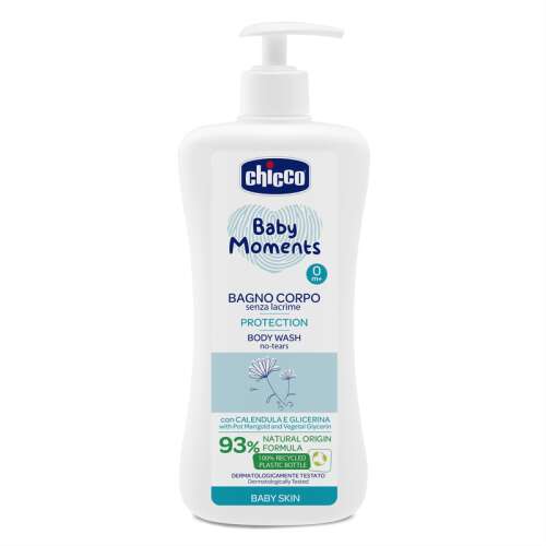 Chicco Baby Moments Protection Kúpeľová emulzia, 750 ml, bez sĺz, s nechtíkom a rastlinným glycerínom, 93% prírodného pôvodu, dermatologicky a oftalmologicky testovaná, detská pokožka