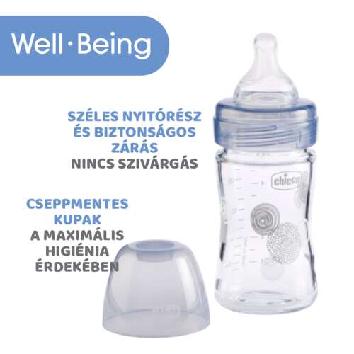 Well-Being üveg - 150 ml cumisüveg szilikon cumis normál folyás