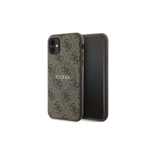 Guess GUHMN61G4GFRW iPhone 11 készülékhez 6.1 hüvelykes tok 4G Collection Leather Metal Logo MagSa barna 153727945 - Telefontok