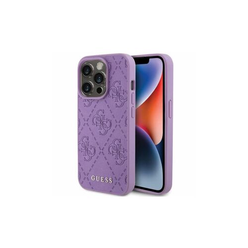 Guess GUHCP15LP4EPMU iPhone 15 Pro 6.1 készülékhez kemény bőr tok 4G bélyegzett világos lila 153738521 