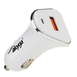 Akyga AK-CH-07 autós töltő, fehér, USB, Quick Charge 3.0, 15W - Autós töltő