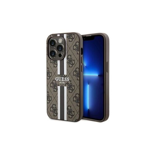 Guess GUHMP15LP4RPSW iPhone 15 Pro 6,1" keménytok 4G Printed Stripes MagSafe készülékhez, barna 153750050 - Telefontok
