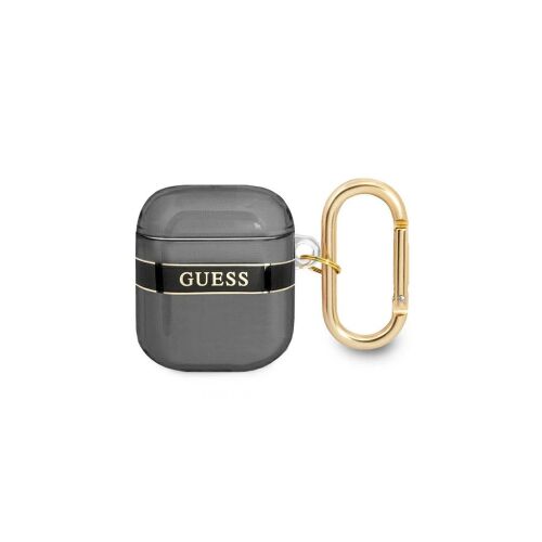 Fekete Guess AirPods tok pánttal, Strap kollekció védőtok - Headset kiegészítő