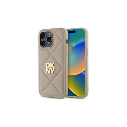 DKNY DKHCP14LPQDSLE iPhone 14 Pro 6.1” készülékhez tok Quilted Stack Logo bézs 153757709 - DKNY