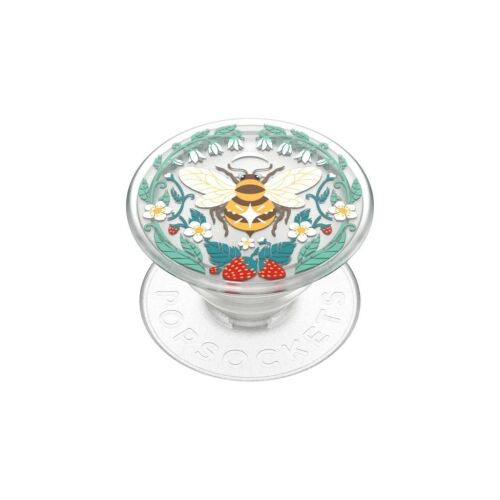 Szögletes nézet a Popsockets PlantCore Bee Boho fogóról méhecske és eper mintával - Popsocket és telefon gyűrű