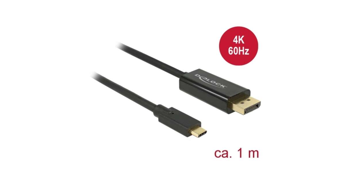 Delock 85255 USB Type-C > Displayport kábel 1 m, fekete (85255) (85255) 44064946