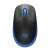 Pohľad zhora na modrú bezdrôtovú myš Logitech M190