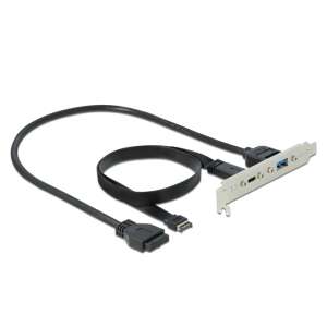 Panel przedni DeLOCK USB 3.2 Gen 2 z podłączonymi kablami - Konwerter USB