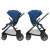 Maxi-Cosi Adorra stroller in blue with a green canopy, showing both forward and rear facing positions
