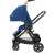 Side view of Maxi-Cosi Adorra stroller in blue with a green canopy