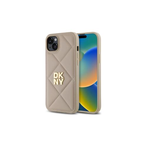 DKNY DKHCP15MPQDSLE iPhone 15 Plus 6.7" készülékhez tok Quilted Stack Logo bézs 153810615 - DKNY