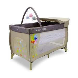 Pat de călătorie Mix Plus cu masă de schimbat, 0-15 kg, bej cu puncte colorate, marca Magic Colors - Paturi de călătorie și accesorii