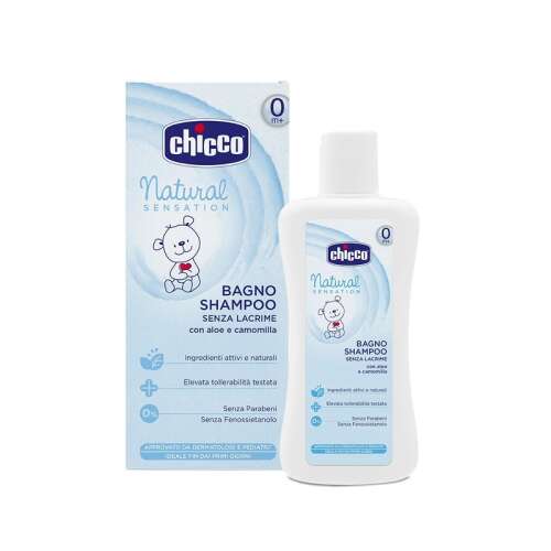 Chicco Natural Sensation Kupaonica i šampon za bebe, 200 ml, bez suza, s ekstraktom aloe vere i kamilice