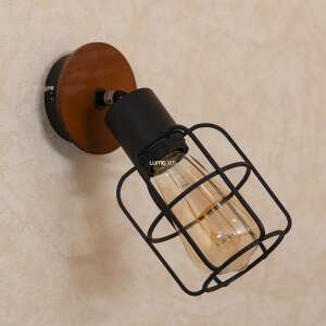 Close-up of Globo Lighting Willa black and brown spotlight wall lamp - Wall Lamp