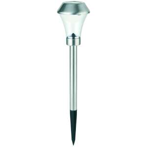 Lume et solar powered LED garden light, 40cm, stainless steel, ground spike, outdoor lighting - Entac