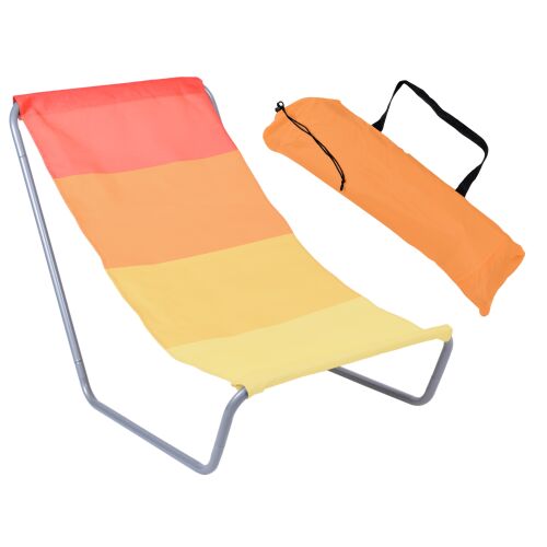 Összecsukható strandszék OLEK - narancssárga csíkokkal 179313071 - Napozóágy és nyugágy