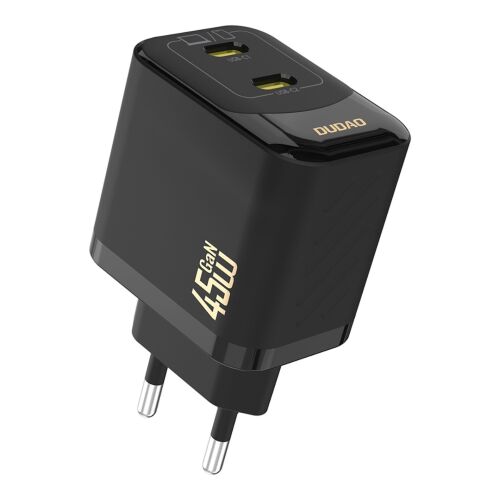 Szögletes nézet Dudao A28PEU 45W GaN USB-C fali töltő fekete - Telefon