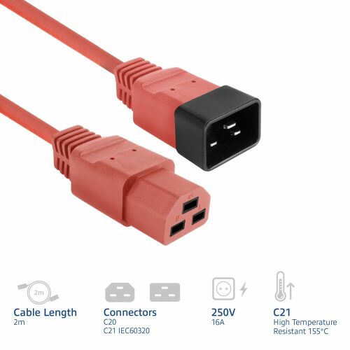 ACT C20 - C21 IEC60320 piros 2 m tápkábel 154699148 - ACT