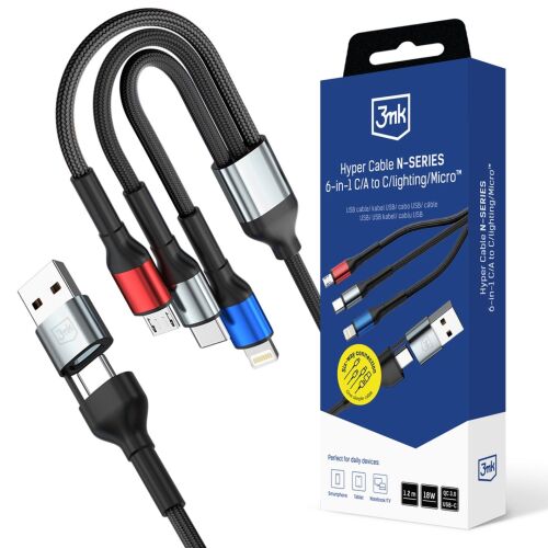 3mk Hyper Cable N-SERIES 6 az 1-ben: USB-C, USB-A, Lightning, Micro USB kábel és csomagolás - Kábel és tartozék