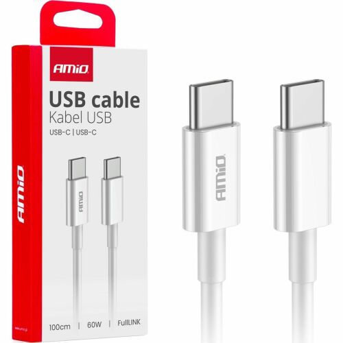USB-C - USB-C 60W 100cm FullLINK töltőkábel AMIO-03896 173805701 - USB kábel