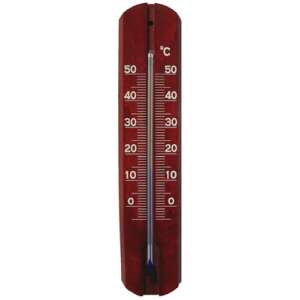Izbový teplomer z mahagónového dreva, model 2006, meria od -5 do 50 stupňov Celzia - Izbové teplomery