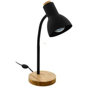 EGLO Veradal čierna a hnedá LED stolná lampa s drevenou základňou - Lampy&osvetlenie