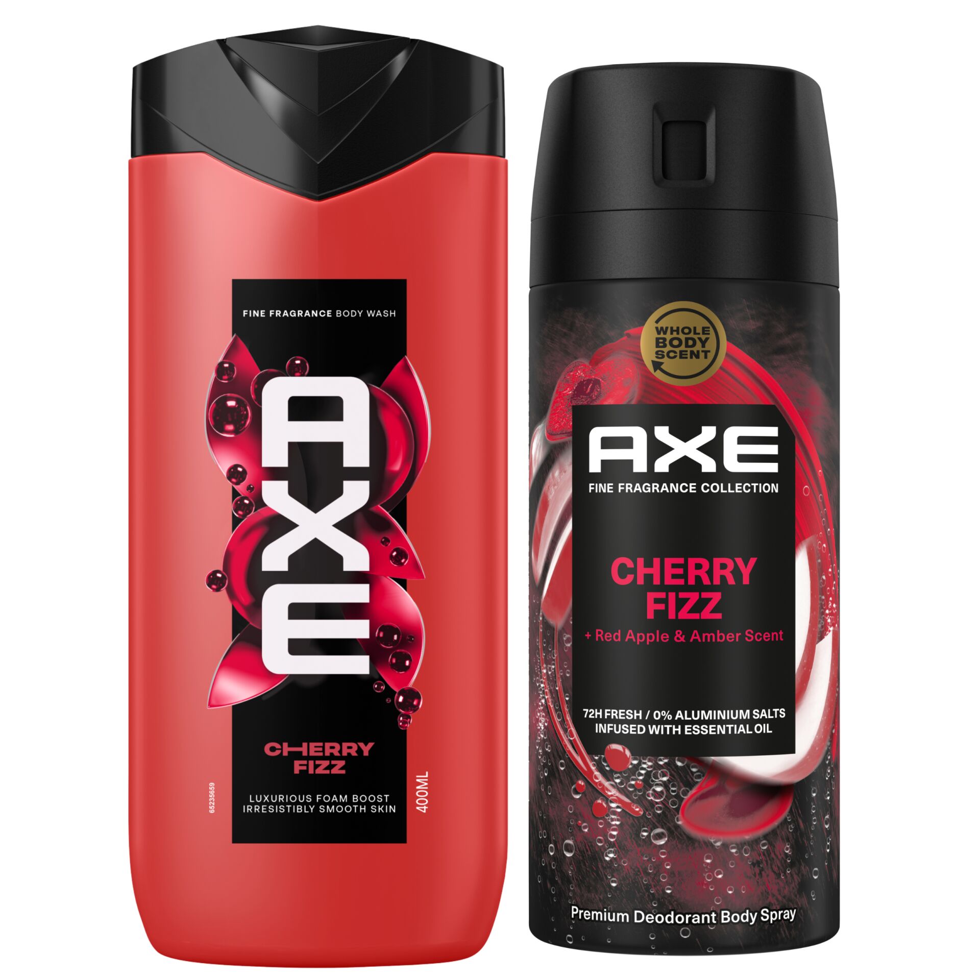 E-shop Axe Fine Fragrance Collection Cherry Fizz Sprchový gél a Aerosól balenie