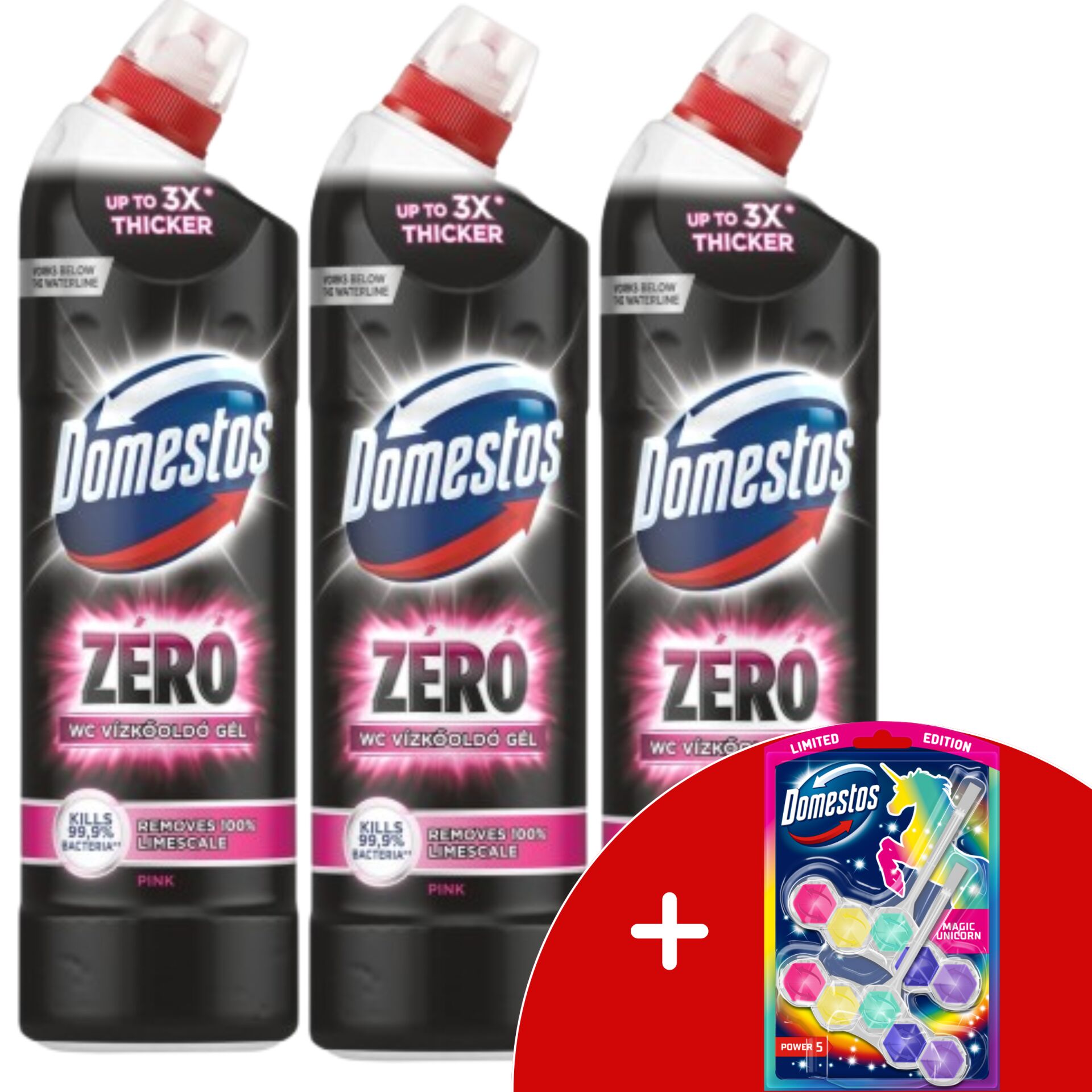 E-shop Domestos Zero Pink Odstraňovač vodného kameňa do WC 3x750ml + Dar...