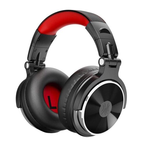OneOdio Pro 10 piros fülre illeszkedő fejhallgató fehér háttéren - OneOdio