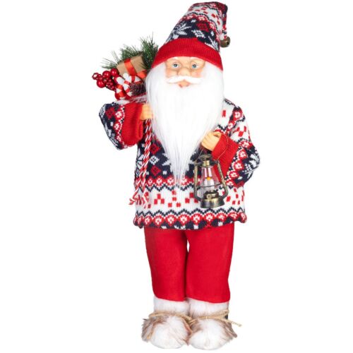 MagicHome karácsonyi dekoráció Mikulás pulóverrel és lámpással, 60 cm - Karácsonyi dekoráció