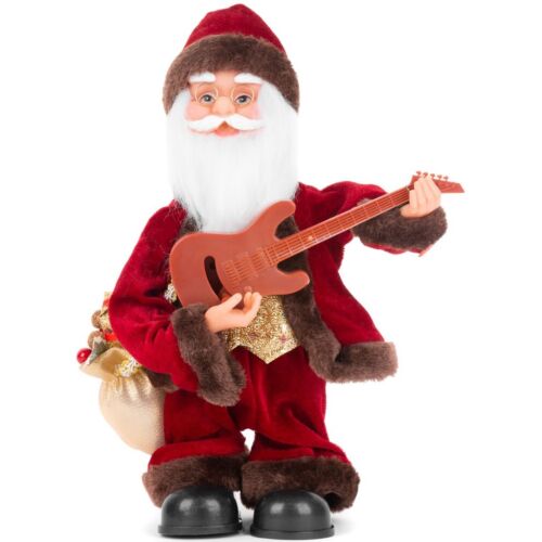 MagicHome karácsonyi dekoráció, Mikulás gitárral, zenélő, 35 cm 154752379 - Karácsonyi dekoráció