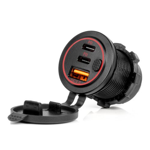 AMIO vízálló USB-C autós töltő Quick Charge 3.0-val - Autós töltő