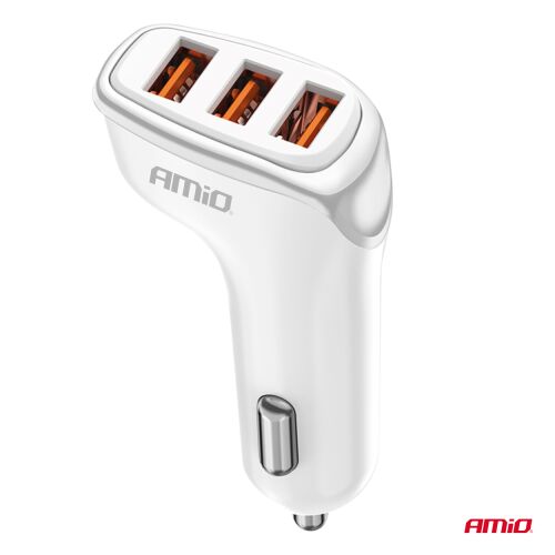 Autós töltő 3x USB-A 3.1A AMIO-03885