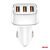 Elölnézet az AMIO 32W USB-A és USB-C autós töltőről, fehér